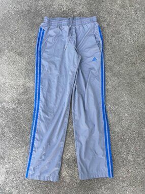 Adidas Climalite Straight Leg Track Pants Men's S Gray Blue Y2K Style Low Rise